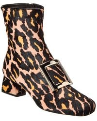 Roger Vivier - Logo Plaque Piping Haircalf Bootie - Lyst