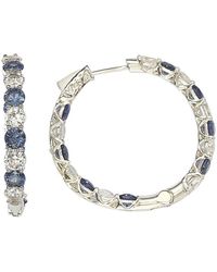 Suzy Levian - Silver Diamond & Sapphire Earrings - Lyst