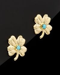 Italian Gold - 14k Turquoise Flower Earrings - Lyst