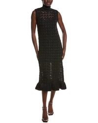 Ganni - High Neck Crochet Midi Dress - Lyst
