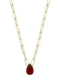 Sphera Milano - 14k Over Silver Pear Cz Paperclip Necklace - Lyst