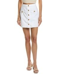 L'Agence - Kris Button Front Mini Skirt - Lyst