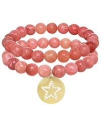 Rachel Reinhardt Jewelry - 14k Plated Jasper Cz Medallion Star Pendant Bracelet - Lyst