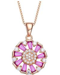 Genevive Jewelry - 18k Rose Gold Plated Cz Pendant - Lyst