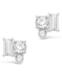 Sterling Forever - Silver Cz Cluster Studs - Lyst