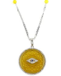 Gemstones - Silver 0.11 Ct. Tw. Diamond Evil Eye Necklace - Lyst