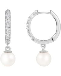 Masako Pearls - Splendid Pearls 14k 0.14 Ct. Tw. Diamond & 6.5-7mm Akoya Pearl Earrings - Lyst