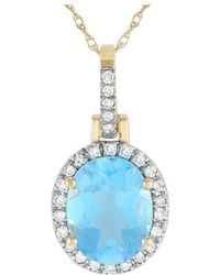 Gemstones - 14k 0.13 Ct. Tw. Diamond & Topaz Oval Pendant - Lyst