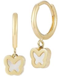 Ember Fine Jewelry - 14k Pearl Butterfly Huggie Earrings - Lyst