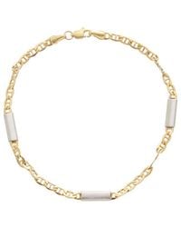 Italian Gold - 10K 1/2 Inch Bar Station Mariner Link Bracelet - Lyst