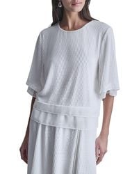 DKNY - 3/4 Drop-Shoulder Layered Windowpane Top - Lyst