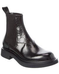 Gucci - Gg Leather Boot - Lyst