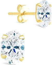 Sterling Forever - 14k Over Silver Cz Oval Cut Prong Set Stud Earrings - Lyst