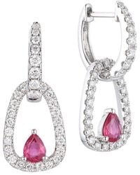 Gregg Ruth - 14K 1.45 Ct. Tw. Diamond & Ruby Two Way Huggie Earring - Lyst