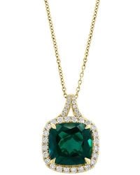 Effy Fine Jewelry - 14K 5.91 Ct. Tw. Lab-Grown Diamond & Lab-Grown Emerald Necklace - Lyst
