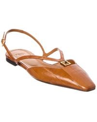 Fendi - Ffold Leather Slingback Flat - Lyst