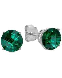 MaxColor - 10k 2.90 Ct. Tw. Lab-grown Emerald Studs - Lyst