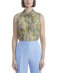 Lafayette 148 New York - Sleeveless Button Front Blouse - Lyst