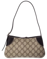 Gucci - GG Emblem Small Coated Fabric & Leather Shoulder Bag - Lyst