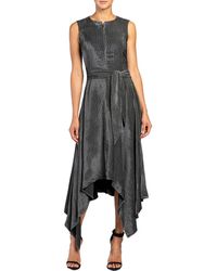 Santorelli Sleeveless Silk-blend Dress - Grey