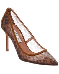 Aquazzura - Nude 85 Mesh & Suede Pump - Lyst