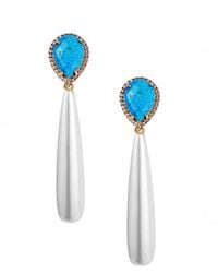 Liv Oliver - 18K Over 8.00 Ct. Tw. 12Mm Pearl Cz Drop Earrings - Lyst