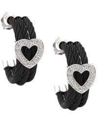 Diamond Select Cuts - Steel 0.09 Ct. Tw. Diamond Cable Earrings - Lyst