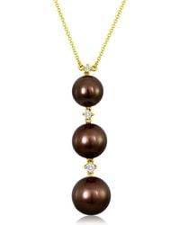Le Vian - Le Vian Link'Ing 14K 0.10 Ct. Tw. Diamond & 8-11Mm Pearl Pendant Necklace - Lyst