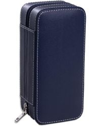 Bey-berk - Davidson Blue Leather Double Watch Travel Case - Lyst