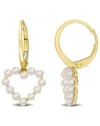 Rina Limor - 14k 2-2.5mm Pearl Heart Earrings - Lyst
