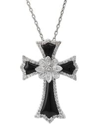 Diamond Select Cuts - Silver 0.25 Ct. Tw. Diamond & Onyx Cross Necklace - Lyst
