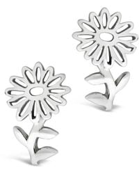 Sterling Forever - Silver Birth Flower April Daisy Studs - Lyst