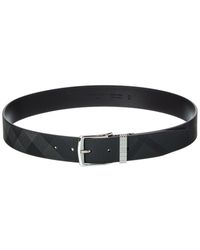 Burberry - Check E-canvas & Leather Belt - Lyst