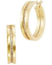 Savvy Cie - 14K Plated Cz Hoop Earrings - Lyst