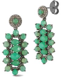 Banji Jewelry - Silver 20.35 Ct. Tw. Diamond & Chrysoprase Drop Statement Earrings - Lyst
