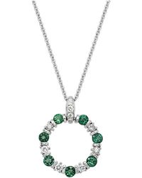 Gemstones - 14K Diamond .20 Ct. & .45 Ct. Emerald Pendant Necklace - Lyst
