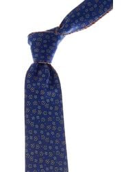 Canali - Blue Floral/orange Stripes Reversible Silk Tie - Lyst