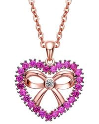 Rachel Glauber - 18k Rose Gold Plated Cz Love Pendant - Lyst
