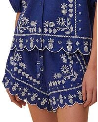 FARM Rio - Linen-Blend Embroidered Shorts - Lyst