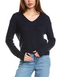 Hannah Rose - Cropped Loose Shaker V-Neck Cashmere-Blend Sweater - Lyst