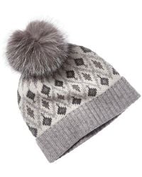 Sofiacashmere - Sofiacashmere Lurex Fairisle Wool & Cashmere-Blend Hat - Lyst