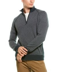 Vince Birdseye Wool & Cashmere-blend 1/4-zip Sweater - Gray
