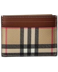 Burberry - Vintage Check E-canvas & Leather Card Holder - Lyst