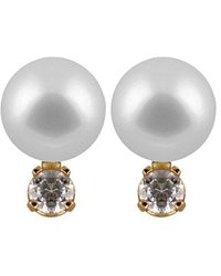 Masako Pearls - 14k 0.20 Ct. Tw. Diamond & 8-9mm Akoya Pearl Earrings - Lyst
