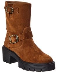 Stuart Weitzman - Soho Moto Suede Bootie - Lyst