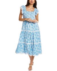 Sail To Sable - Flutter Smocked Midi Dress - Lyst