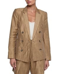 L'Agence - Colin Double Breasted Linen-Blend Blazer - Lyst