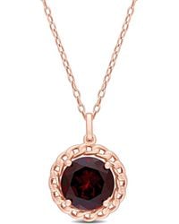 Rina Limor - Plated 3.00 Ct. Tw. Garnet Halo Pendant Necklace - Lyst
