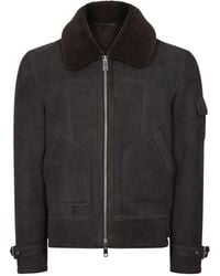 Reiss - York Suede Shearling Leather Jacket - Lyst