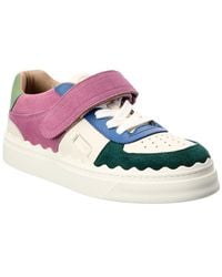 Chloé - Lauren Leather & Suede Sneaker - Lyst